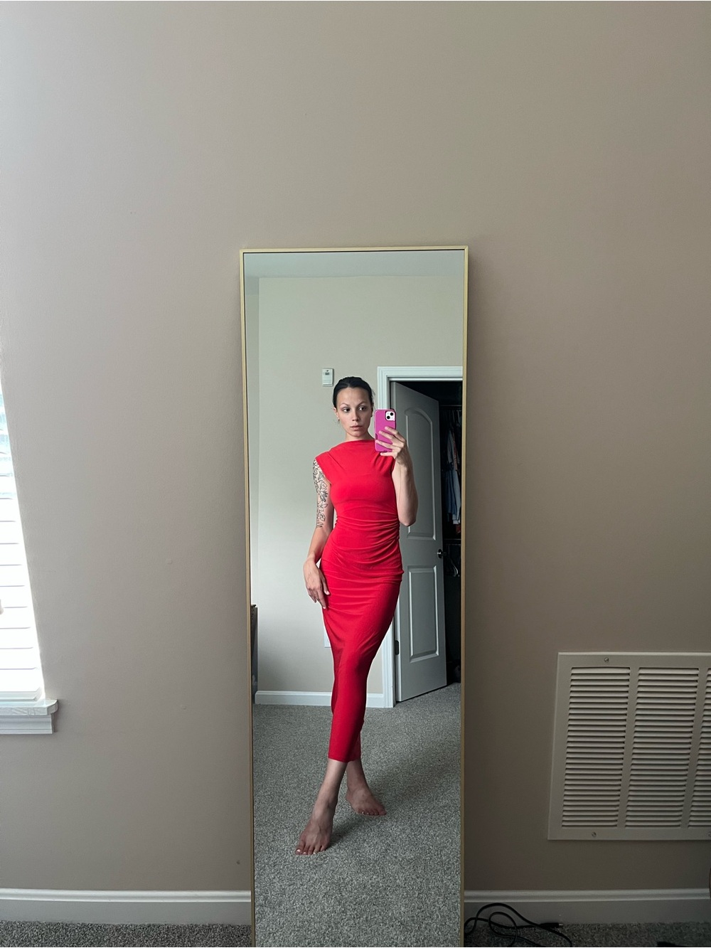 Zara Red Open-Back Maxi Dress